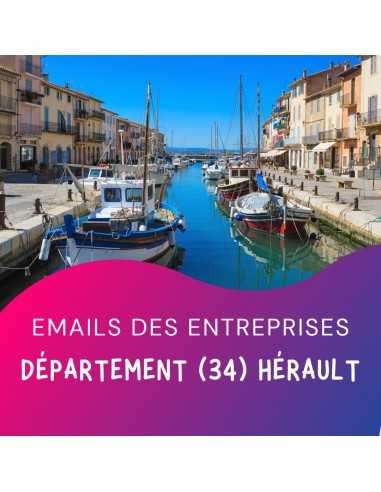 Fichier emails entreprises 34 Hérault pour campagnes de prospection  BtoB auprès d'une clientèle ciblée dans ce département.